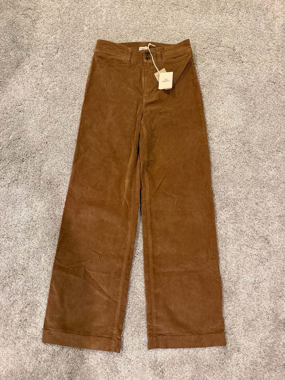 Faherty Corduroy Pants Size 27 Brown Wide Leg